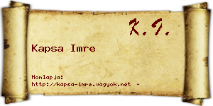 Kapsa Imre névjegykártya